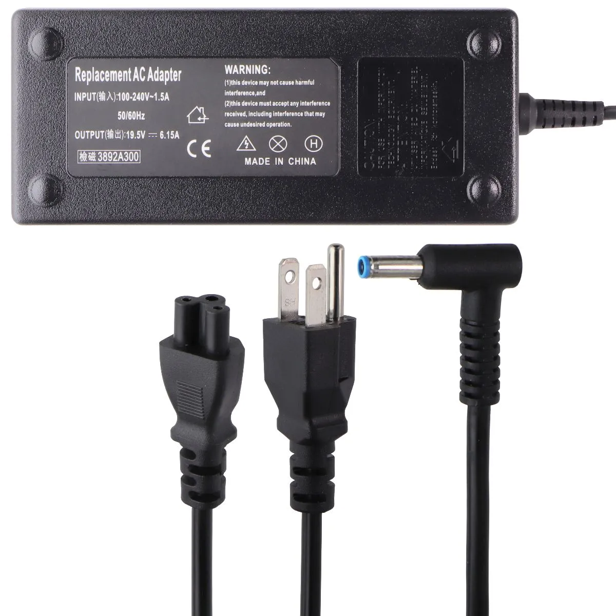 (19.5V/6.15A) Replacement AC Adapter Wall Charger - Black (3892A300)