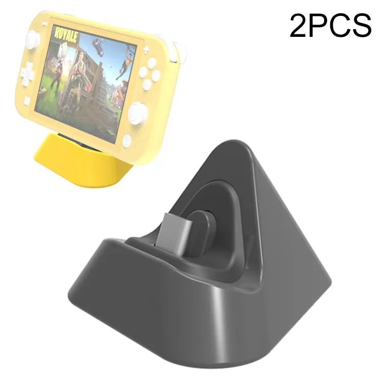 2 PCS DOBE TNS-19062 Host Charging Bottom Portable Triangle Game Console Charger For Switch / Lite(Gray)