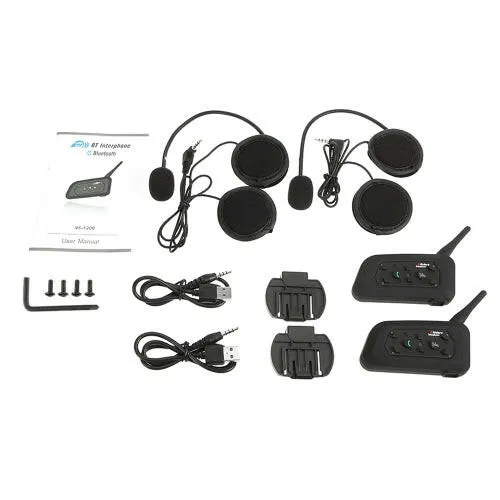 2 Sets V6-1200 Motorcycle Helmet Bluetooth Headset Intercom