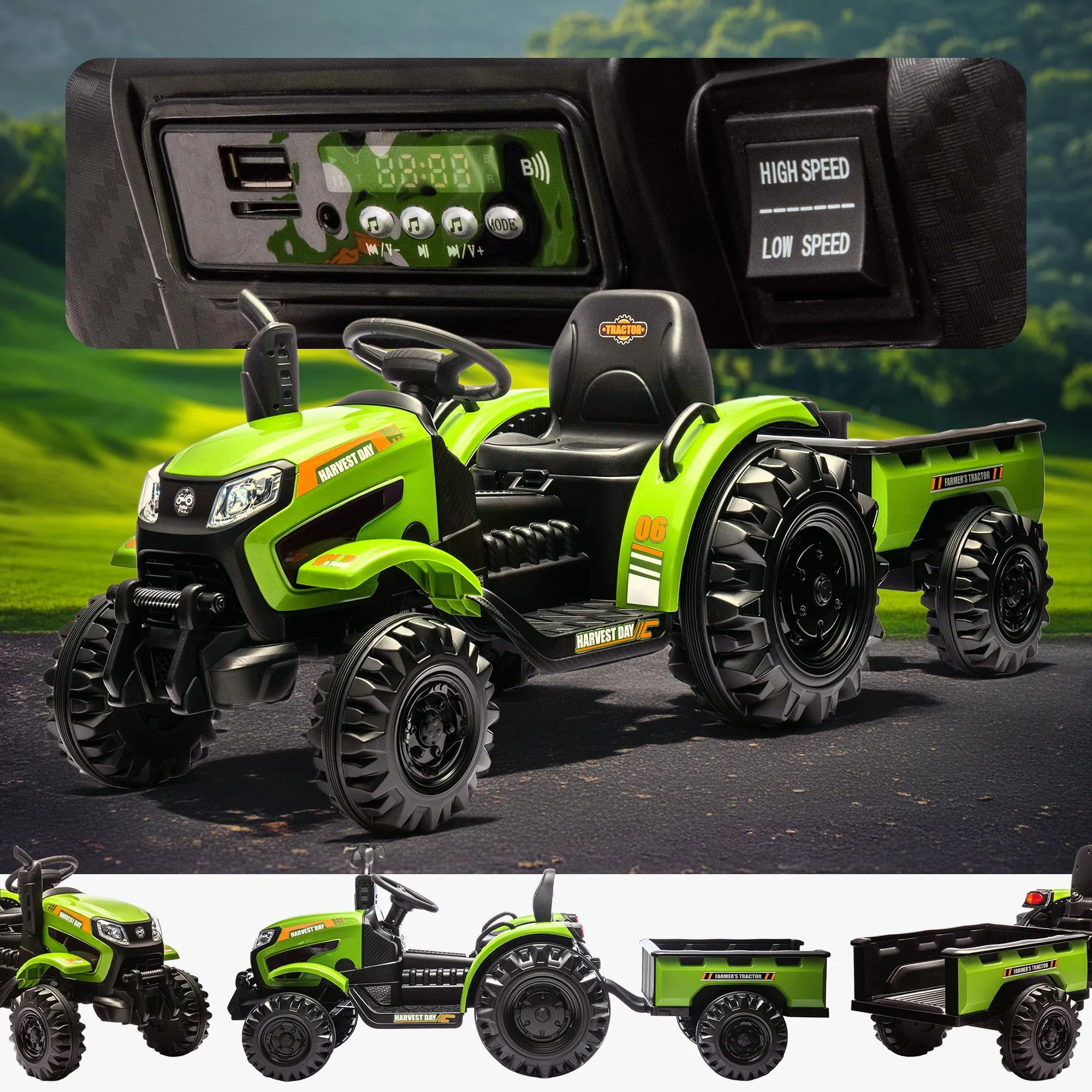 24V PowerHauler Electric Kidz Tractor & Trailer Set