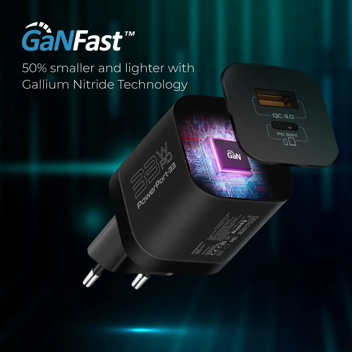 33W Power Delivery GaNFast™ Charging Adapter