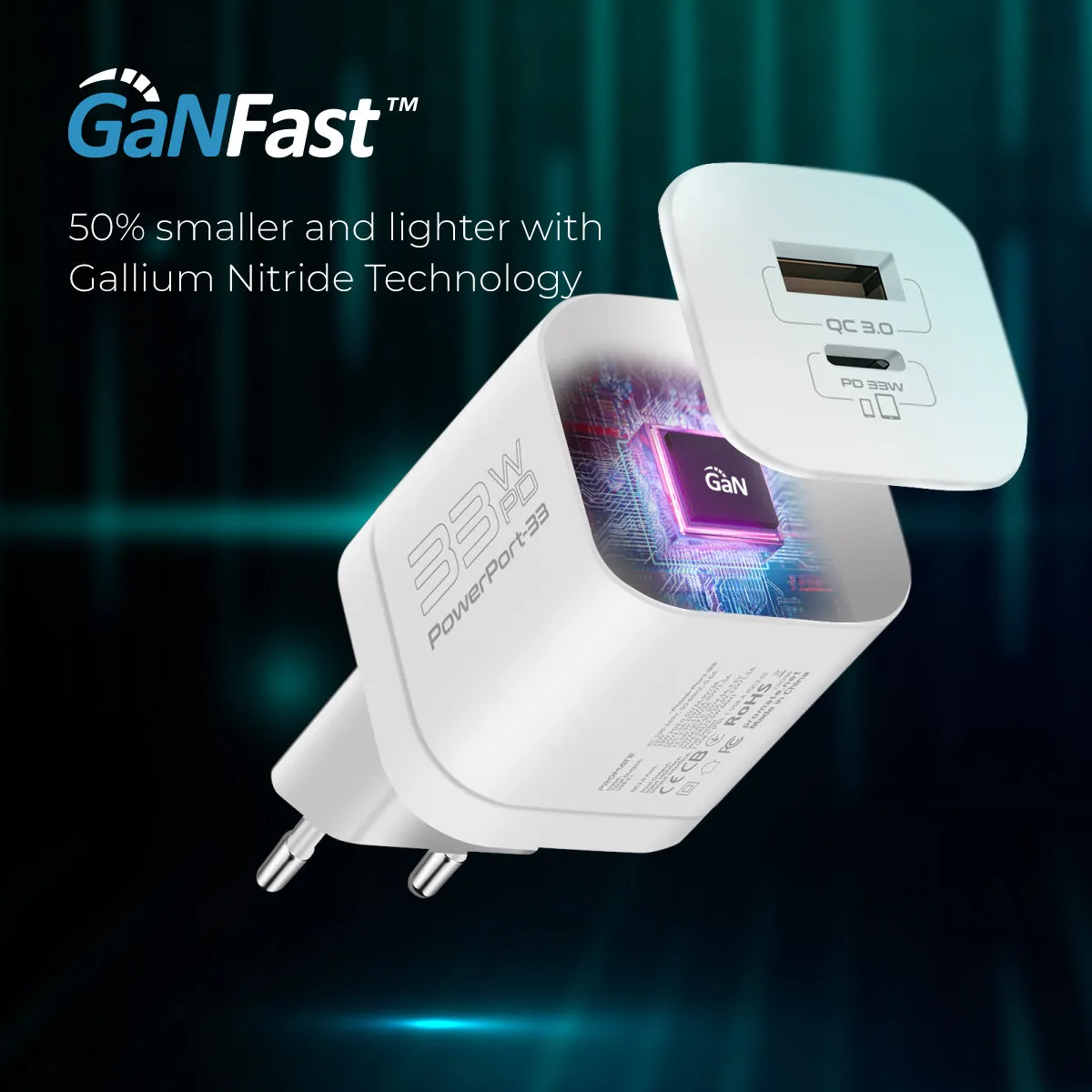 33W Power Delivery GaNFast™ Charging Adapter