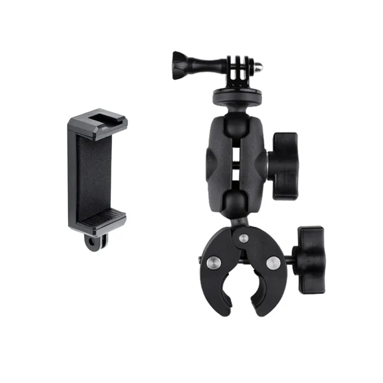 360 Rotation Adjustable Action Camera Clamp Plier Base Holder with Phone Clamp (Black)