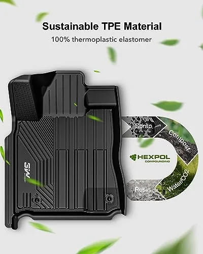 3W Floor Mats Fit Toyota Tundra 2014-2021 (Only for CrewMax Cab) TPE All Weather Custom Fit Floor Liner for Toyota Tundra 1st and 2nd Row Full Set Car Mats, Black