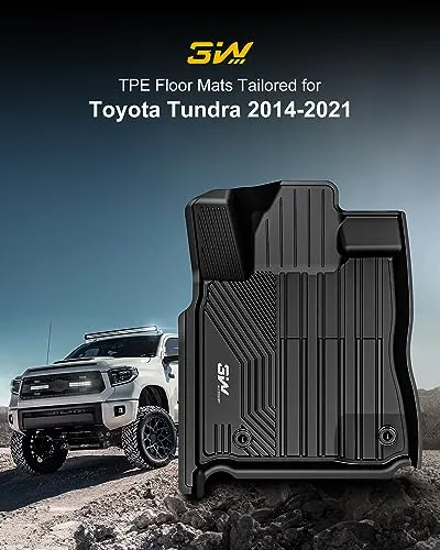 3W Floor Mats Fit Toyota Tundra 2014-2021 (Only for CrewMax Cab) TPE All Weather Custom Fit Floor Liner for Toyota Tundra 1st and 2nd Row Full Set Car Mats, Black