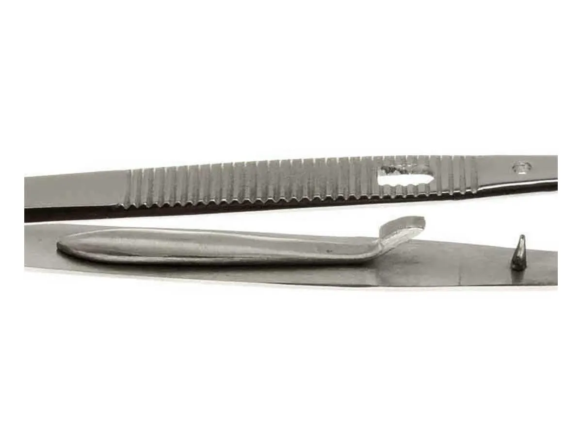 6.25 inch Curved Serrated Locking College Tweezer