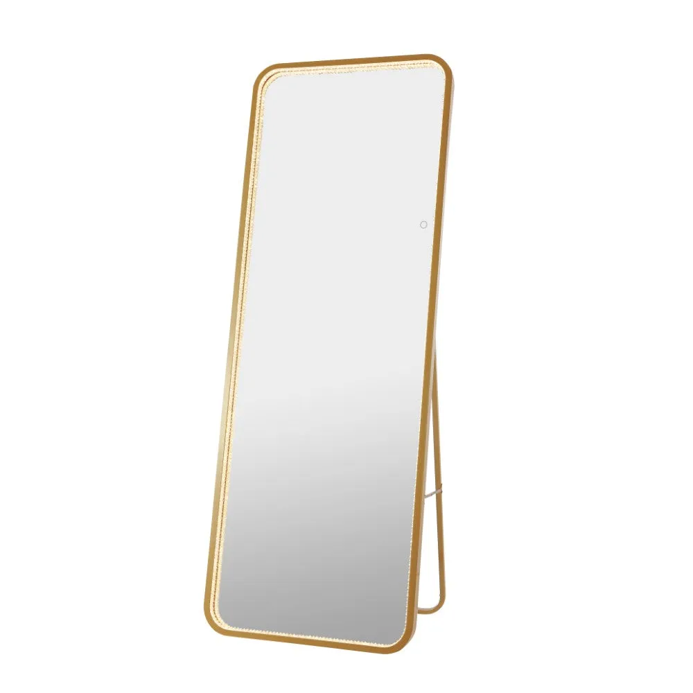 Accent Crystal Lining Rectangle Metal Framed Antifog Front-Lit Tri-Color Wall Or Floor Full-Length Mirror with Smart Touch