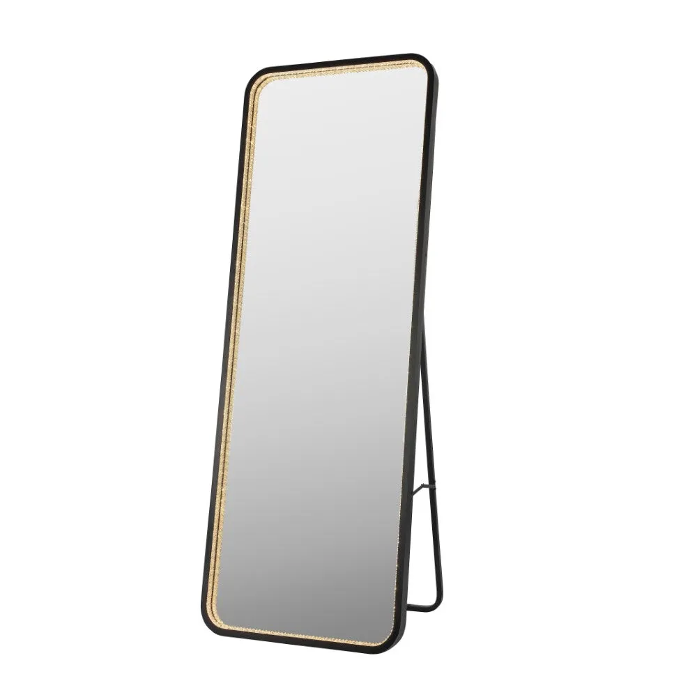 Accent Crystal Lining Rectangle Metal Framed Antifog Front-Lit Tri-Color Wall Or Floor Full-Length Mirror with Smart Touch