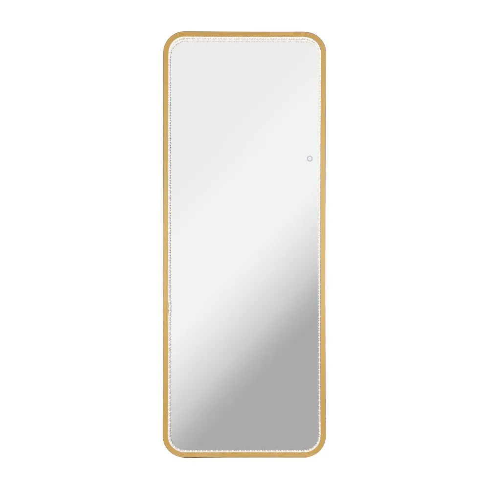 Accent Crystal Lining Rectangle Metal Framed Antifog Front-Lit Tri-Color Wall Or Floor Full-Length Mirror with Smart Touch