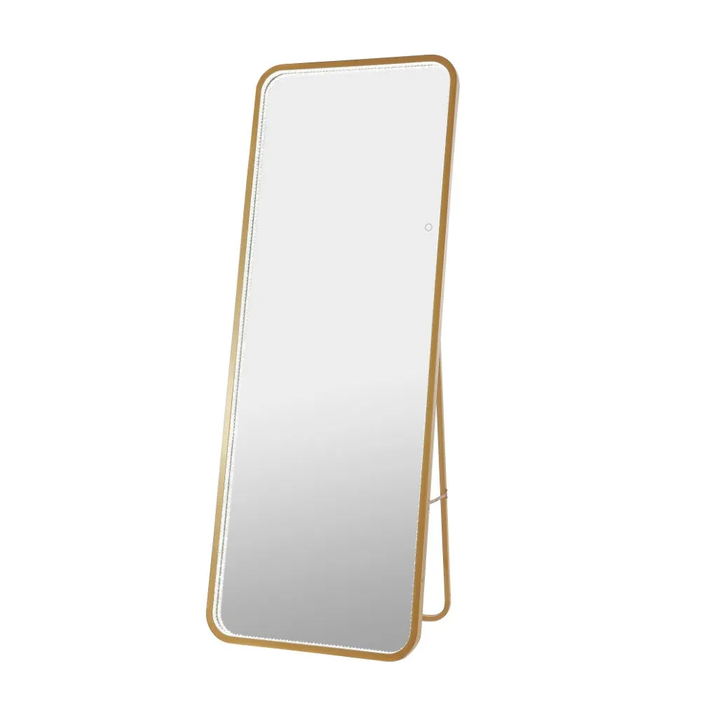 Accent Crystal Lining Rectangle Metal Framed Antifog Front-Lit Tri-Color Wall Or Floor Full-Length Mirror with Smart Touch