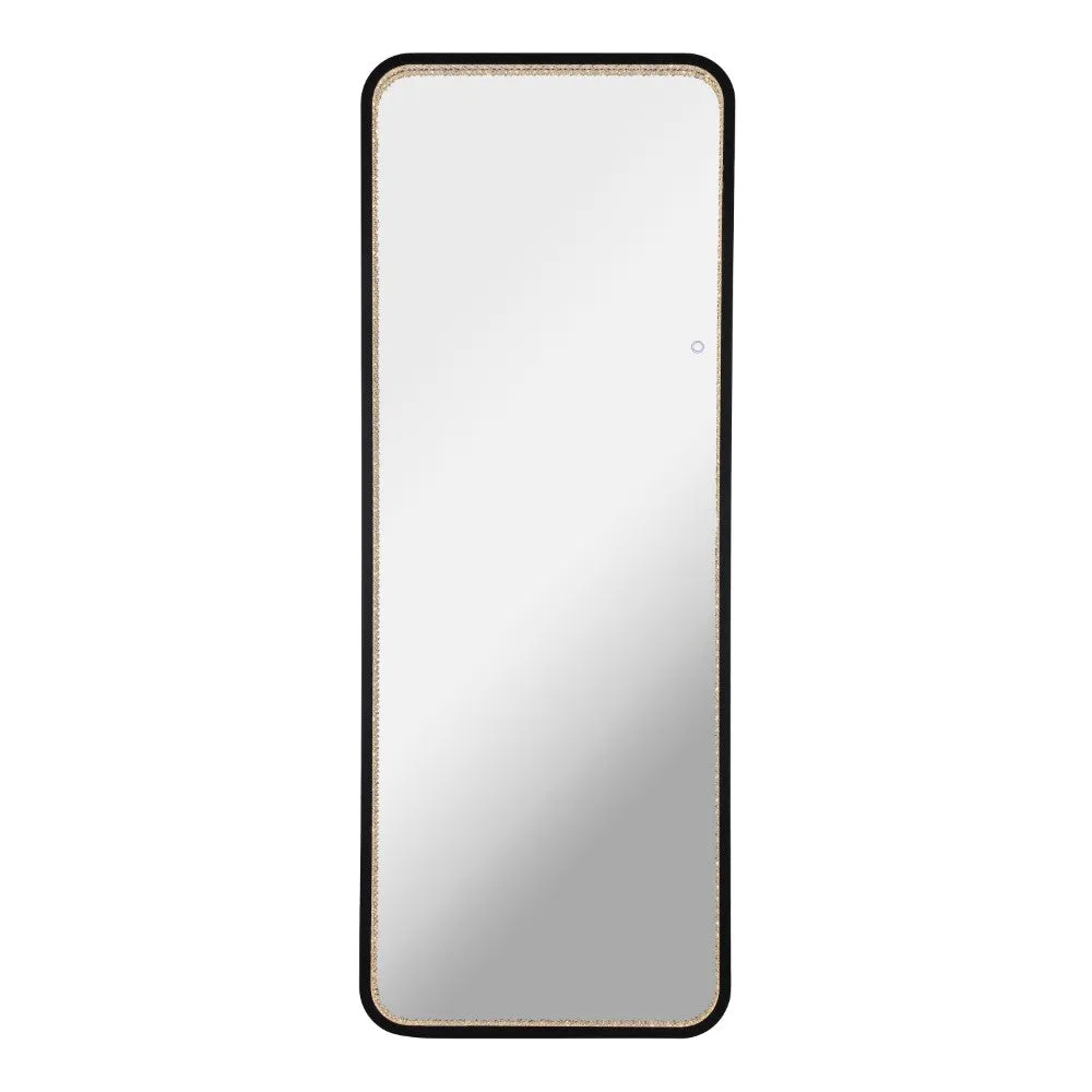 Accent Crystal Lining Rectangle Metal Framed Antifog Front-Lit Tri-Color Wall Or Floor Full-Length Mirror with Smart Touch