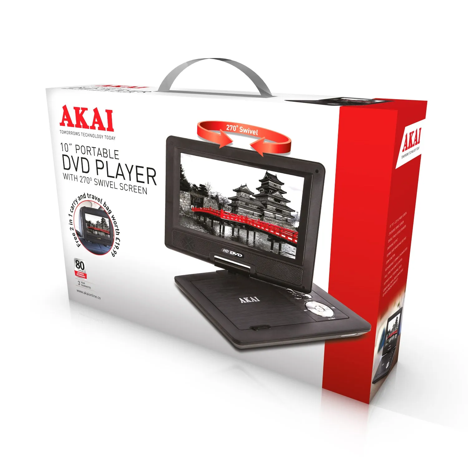 Akai 10 inch Portable DVD Player Black