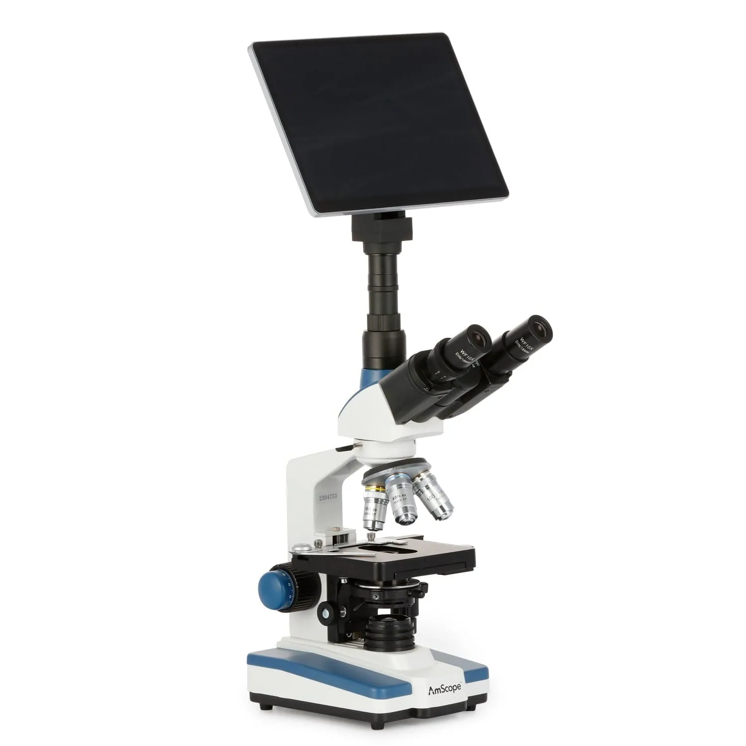 AmScope T120 Series Biological Trinocular Compound Microscope   LED Illumination   10.5" Touchscreen 8MP Imaging System