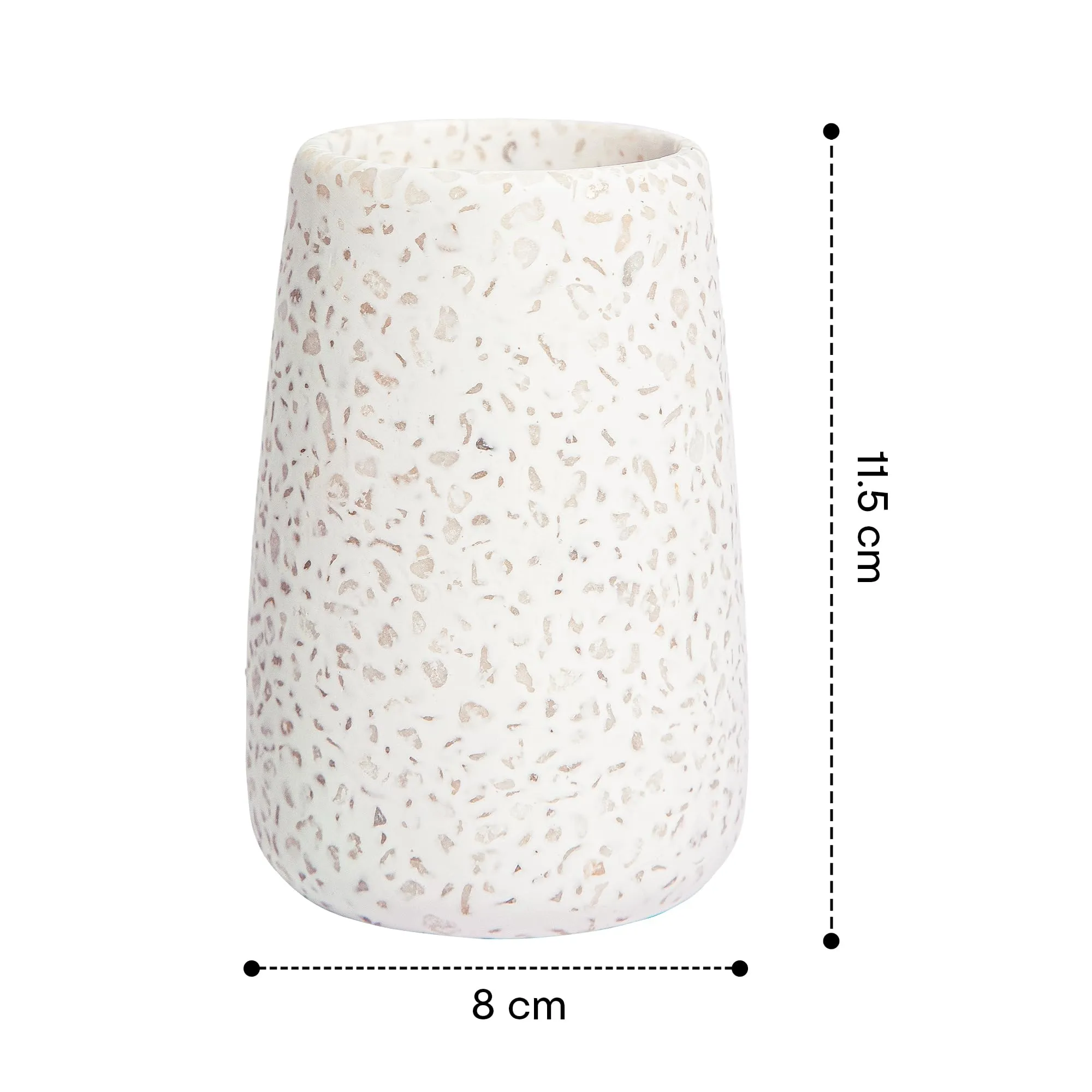 Anko Ceramic Toothbrush Holder for Bathroom | Toothpaste, Makeup Brush Holder for Bathroom | Bathroom Accessories for Wash Basin | Home, Office, Bathroom Organiser | White, Terrazzo | Set of 3