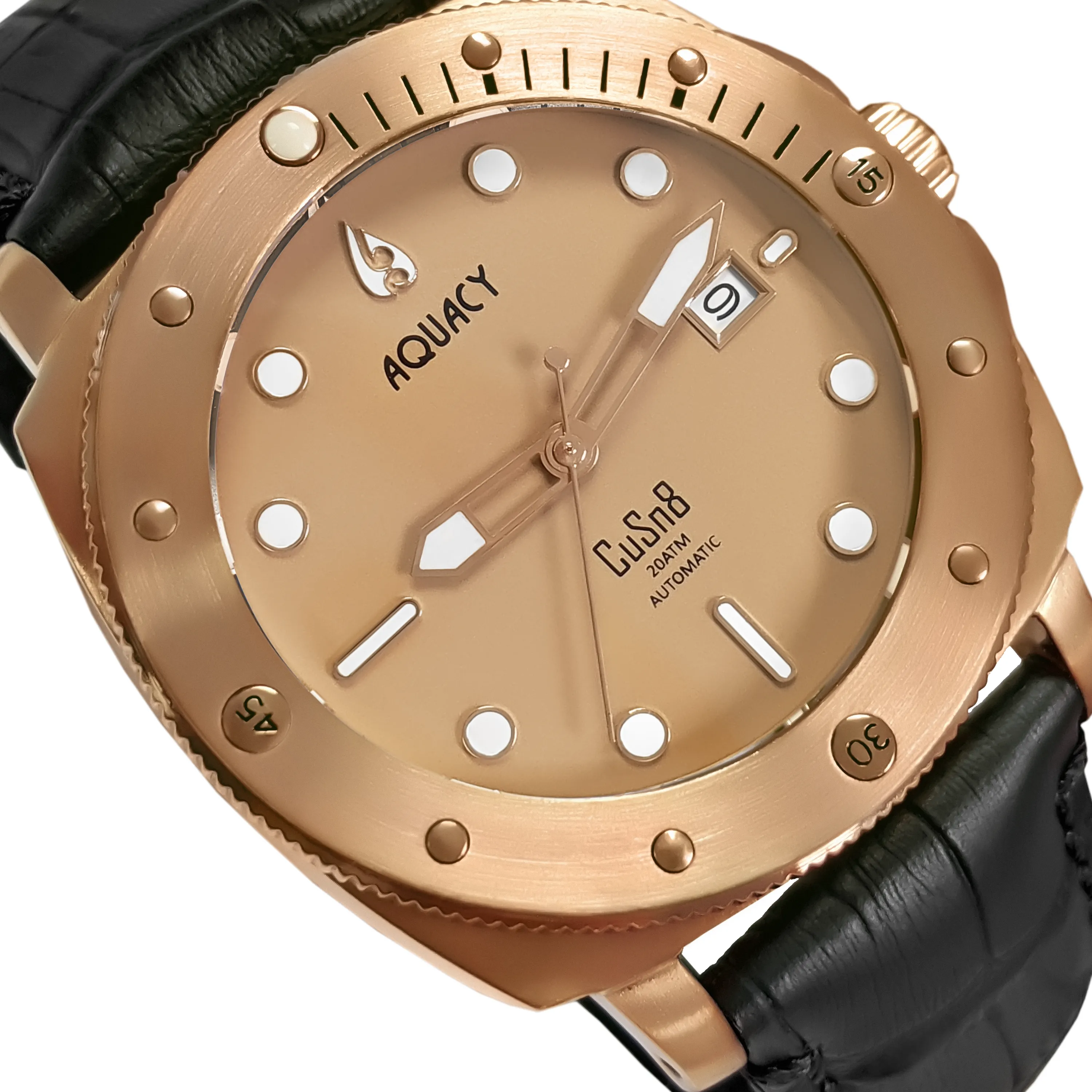 Aquacy Bronze CuSn8 Series Automatic Men's 200m Watch 44mm Bronze Dial