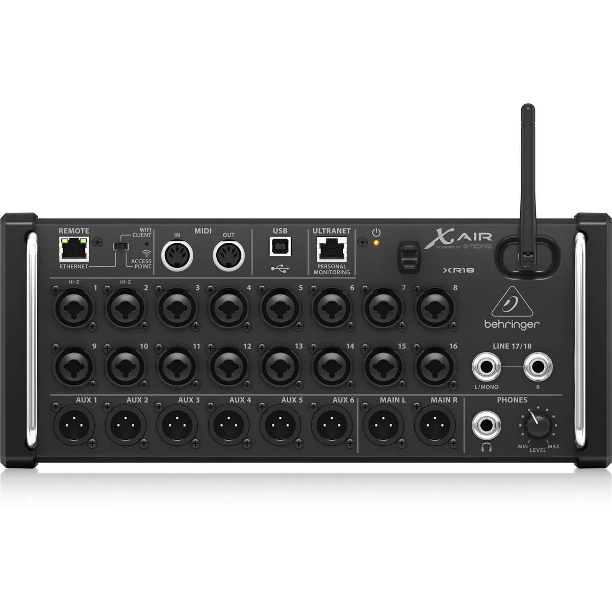 Behringer X Air XR18 18-Channel, 12-Bus Digital Mixer for iPad/Android Tablets with 16 Programmable Midas Preamps, Integrated WiFi Module and Multi-Channel USB Audio Interface