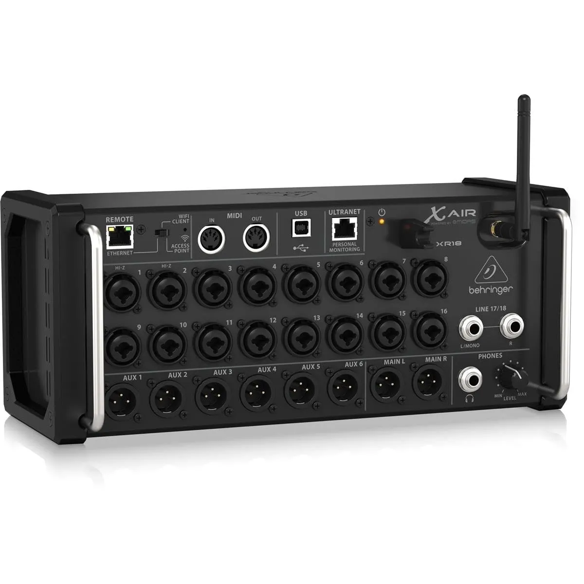 Behringer X Air XR18 18-Channel, 12-Bus Digital Mixer for iPad/Android Tablets with 16 Programmable Midas Preamps, Integrated WiFi Module and Multi-Channel USB Audio Interface