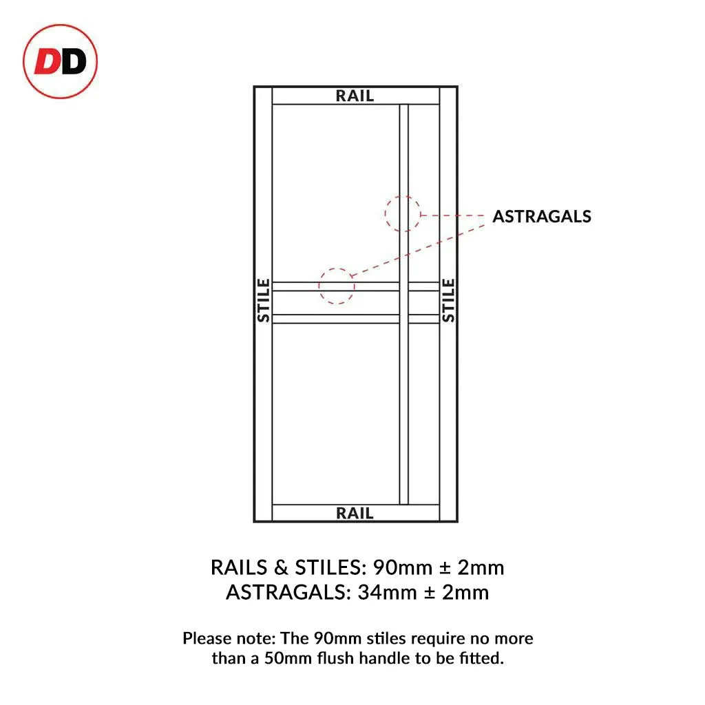 Bespoke Handmade Eco-Urban® Glasgow 6 Pane Single Absolute Evokit Pocket Door DD6314G - Clear Glass - Colour Options