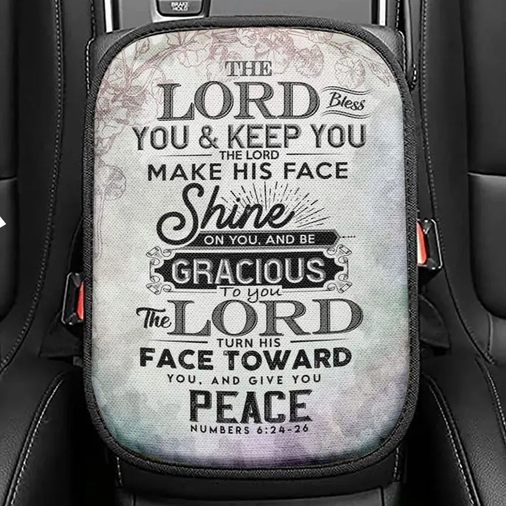 Bible Verse Numbers 624 - 26 The Lord Bless You And Keep You Seat Box Cover, Bible Verse Car Center Console Cover, Scripture Interior Car Accessories