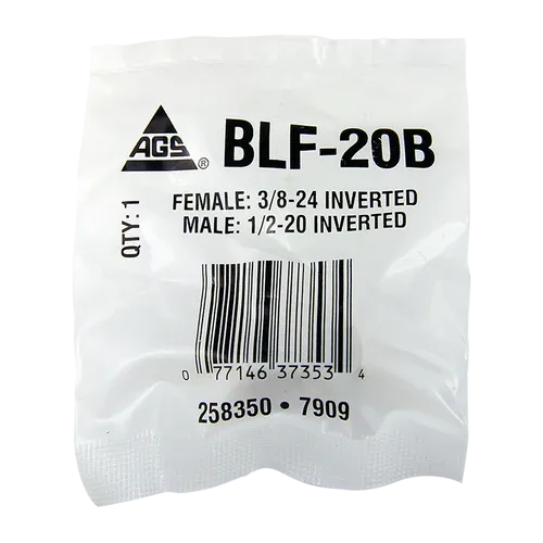 BL BLF-20B AGS Brass Adapter (Female 3/8-24 Inverted to Male 1/2-20 Inverted)