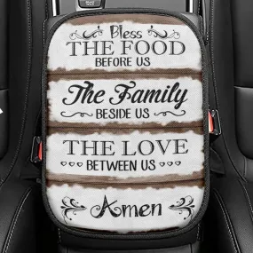 Bless The Food Before Us Seat Box Cover, Bible Verse Car Center Console Cover, Scripture Interior Car Accessories