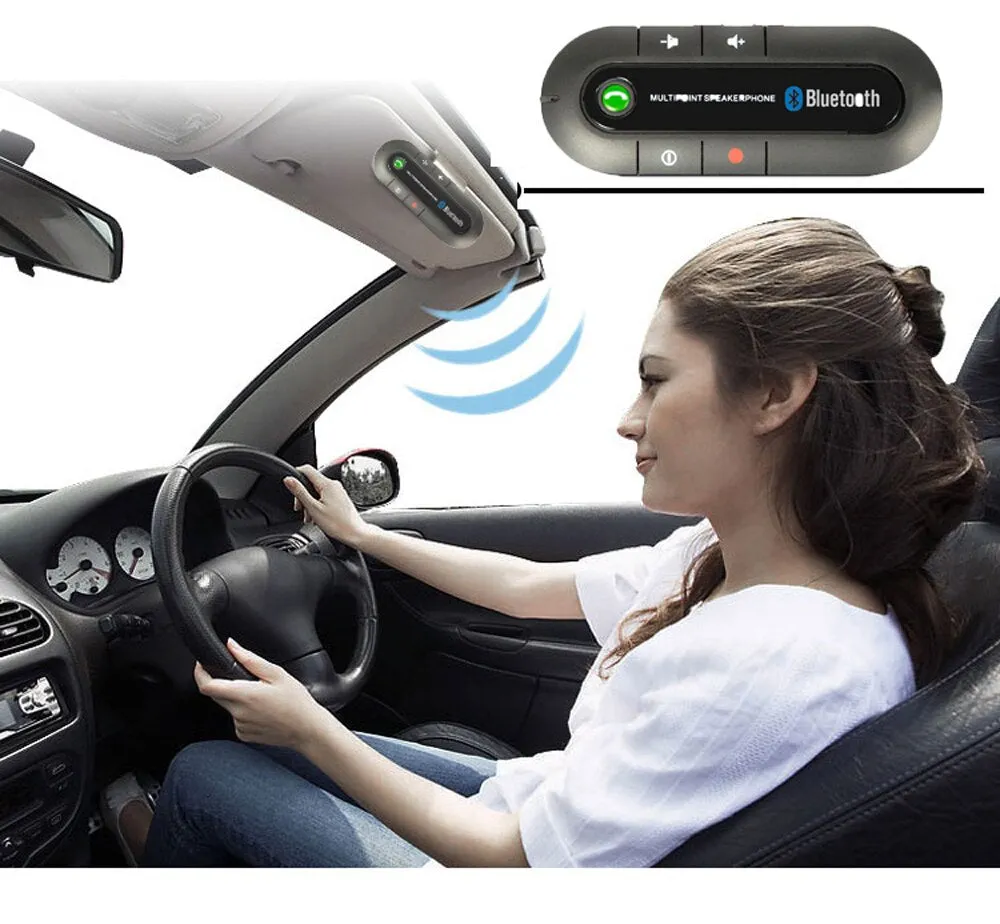 Bluetooth 4.0 Receiver Handsfree Car Kit  Sun Visor Clip Audio Adapter Wireless Multipoint Speakerphone Auto Stereo Mp3 Player