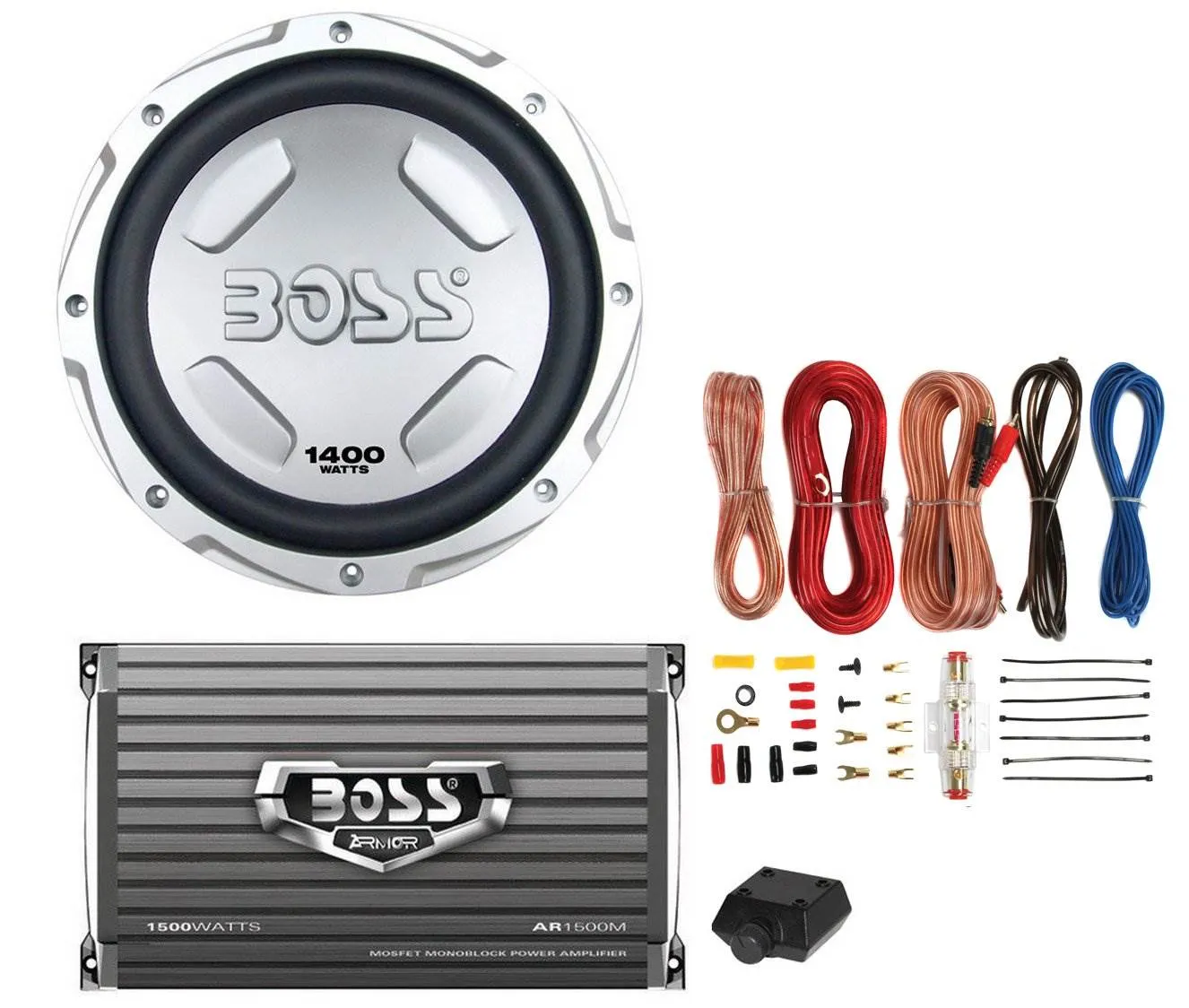 BOSS CX122 12" 1400W Car Power Subwoofer Sub Woofer and Amplifier and Amp Kit