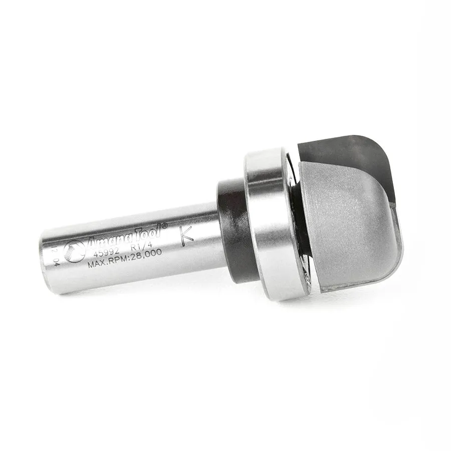 Bowl & Tray Router Bit | 1⁄4 Radius x 1 1⁄8 Dia x 5⁄8 x 1⁄2"Shank with Upper BB | 45992 | 738685859926