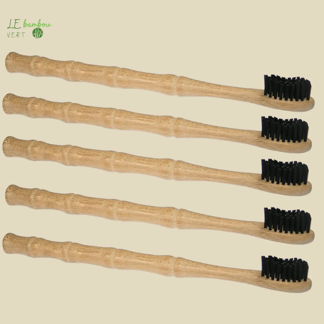 Brosse à dents en bambou Naturel poils au charbon