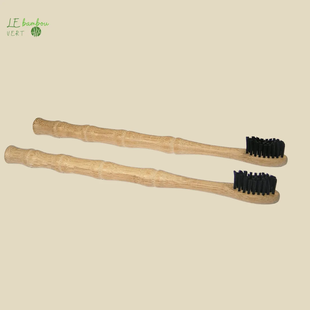 Brosse à dents en bambou Naturel poils au charbon