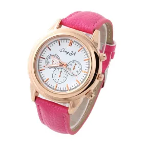 Casual Watches Unisex gold Case Dress watch elegant white dial quartz Watches PU belt analog wristwatches