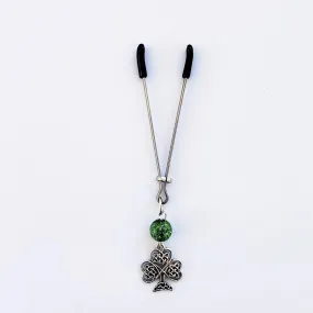 Celtic Shamrock and Green Crackle Quartz Tweezer Clitoral Clamp