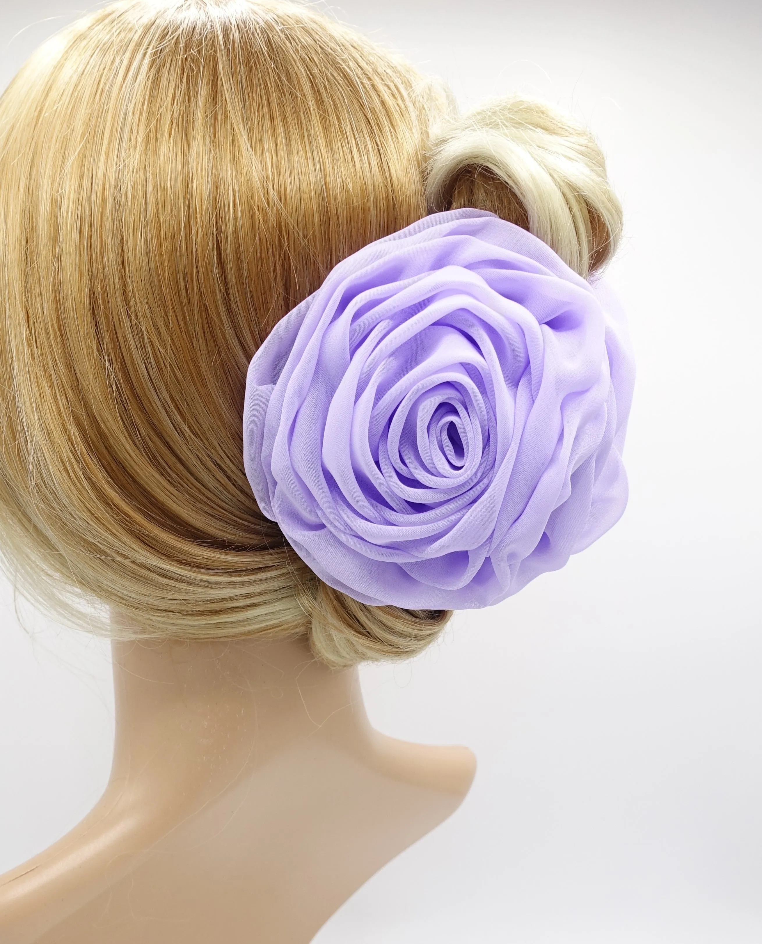 chiffon flower hair claw updo hair clamp for women