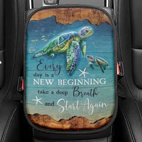 Christian Faith Cross Butterfly Sunflower Seat Box Cover, Bible Verse Car Center Console Cover, Scripture Interior Car Accessories