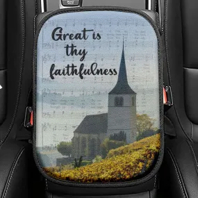 Christian Great Is Thy Faithfulness Chapel Christian Seat Box Cover, Bible Verse Car Center Console Cover, Scripture Interior Car Accessories