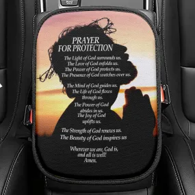 Christian Prayer For Protection Seat Box Cover, Bible Verse Car Center Console Cover, Scripture Interior Car Accessories