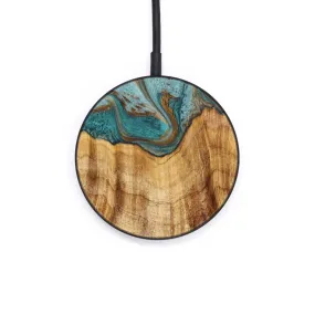 Circle Wood Resin Wireless Charger - Anahi (Teal & Gold, 644278)