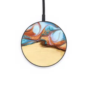 Circle Wood Resin Wireless Charger - Ava (Teal & Gold, 677092)