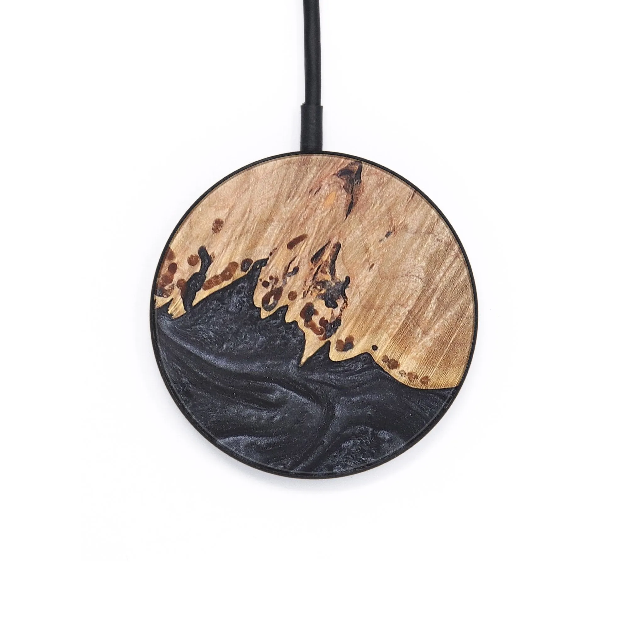 Circle Wood Resin Wireless Charger - Braden (Pure Black, 681891)