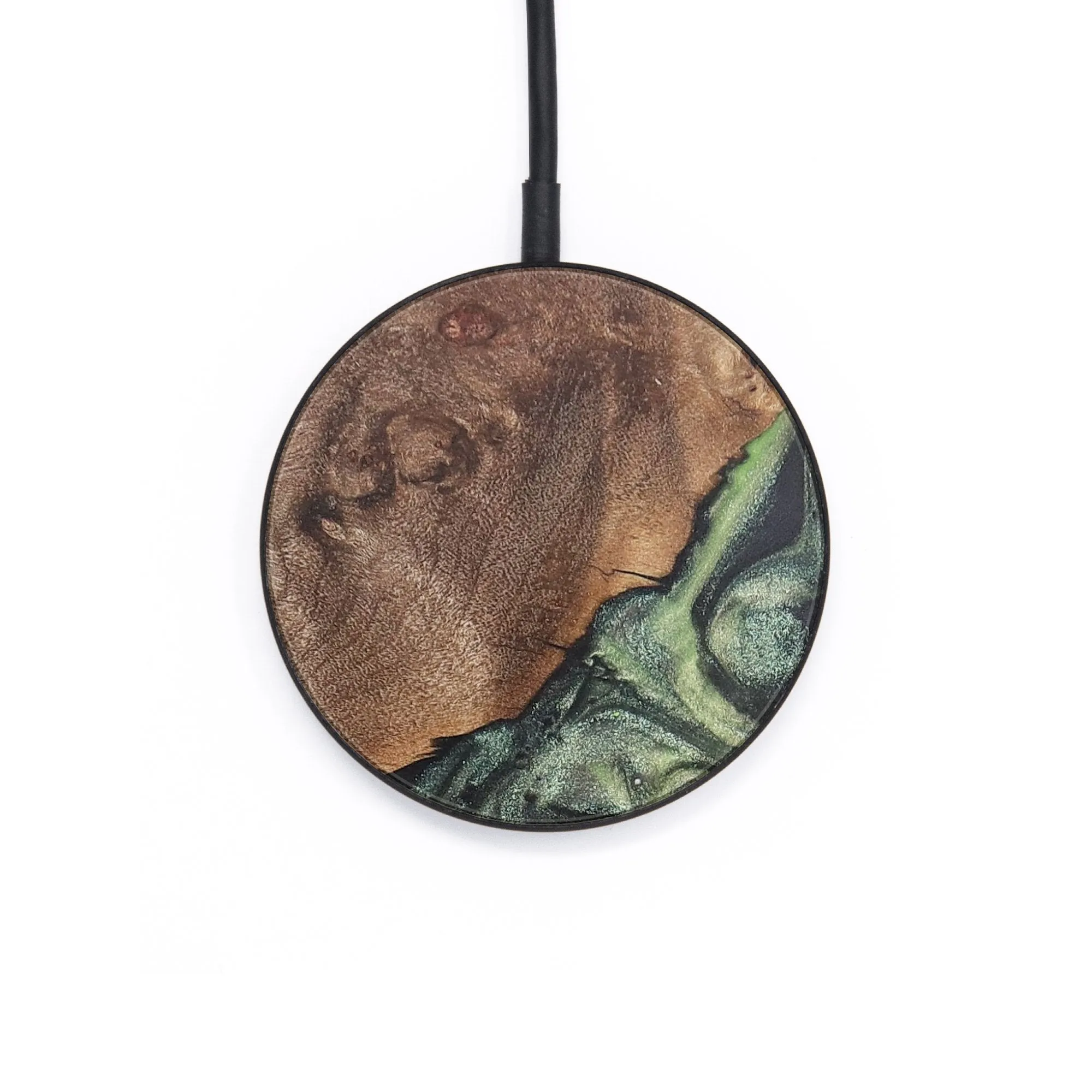 Circle Wood Resin Wireless Charger - Caleb (Green, 715608)