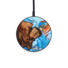 Circle Wood Resin Wireless Charger - Derek (Teal & Gold, 637538)