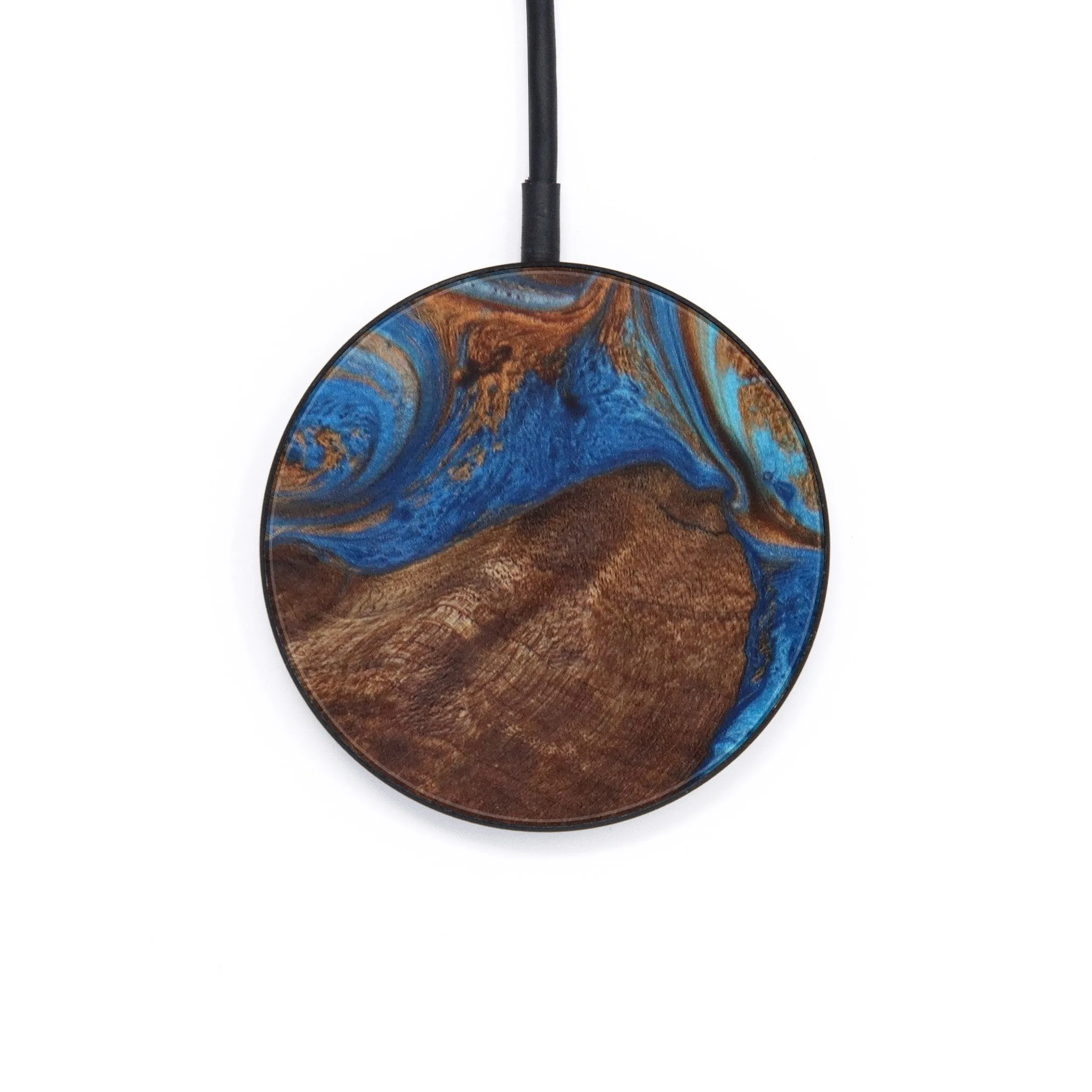 Circle Wood Resin Wireless Charger - Easton (Teal & Gold, 611216)