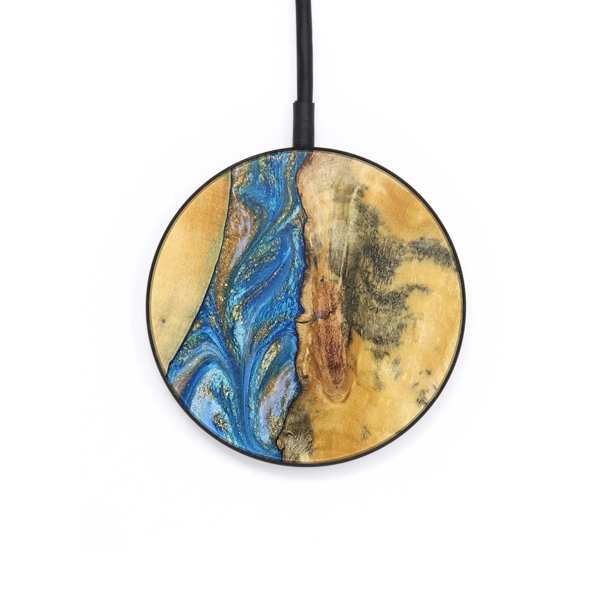 Circle Wood Wireless Charger - Delaney (Teal & Gold, 726599)