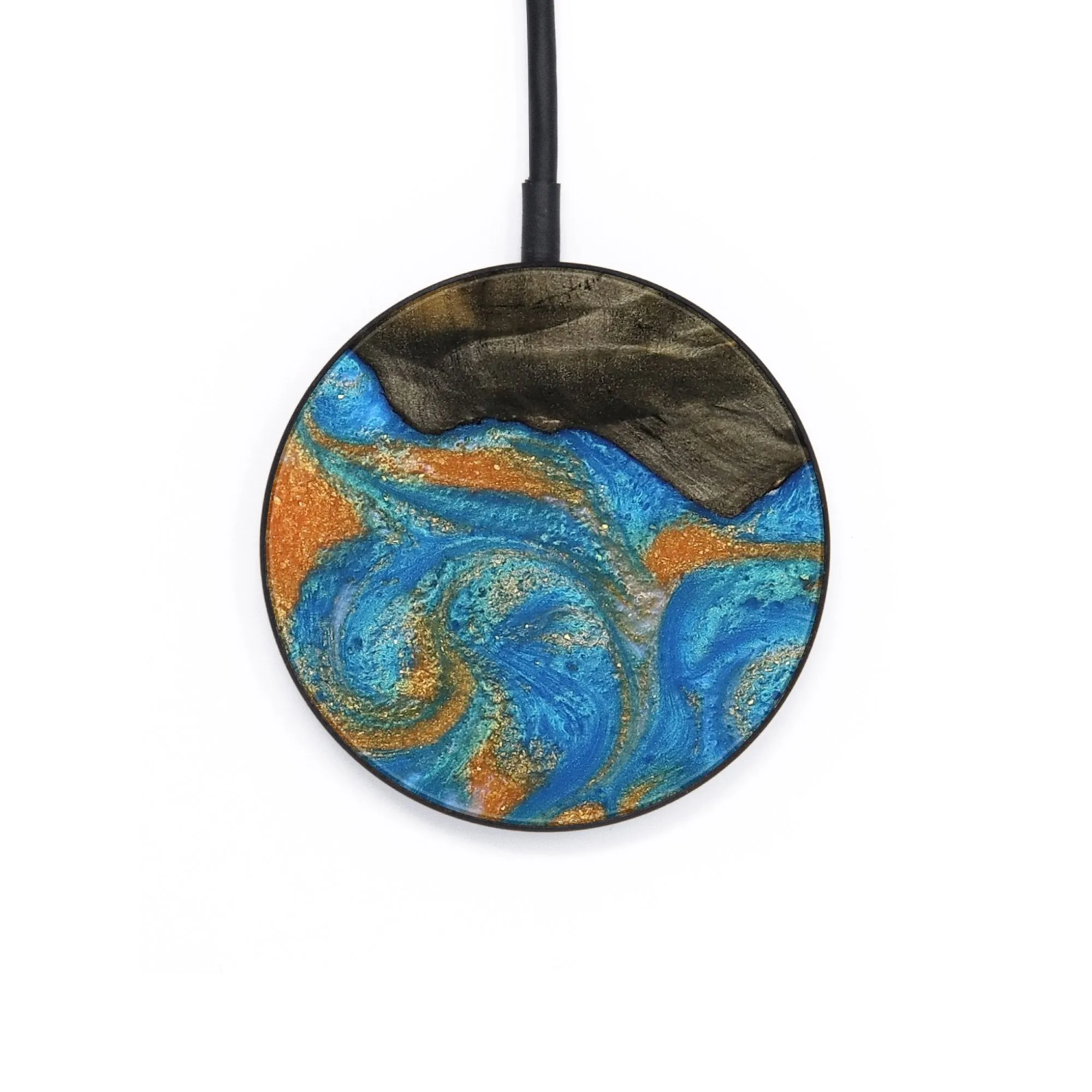 Circle Wood Wireless Charger - Emri (Teal & Gold, 734836)