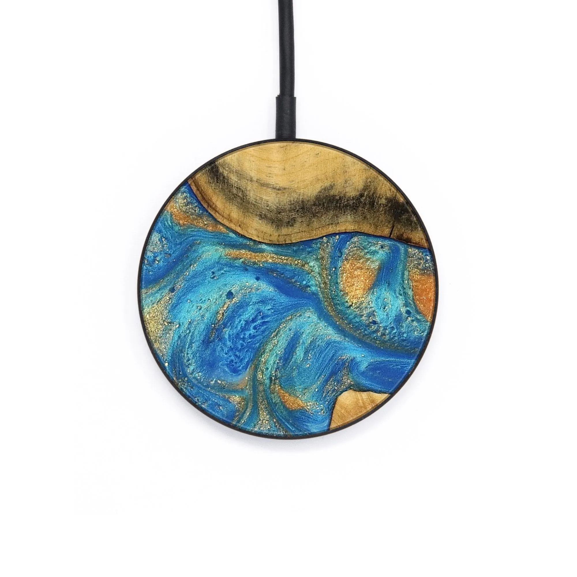 Circle Wood Wireless Charger - Erminia (Teal & Gold, 736278)