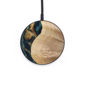 Circle Wood Wireless Charger - Justin (Teal & Gold, 733563)