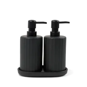 Connor Dispenser & Tray - 3 Piece - Black