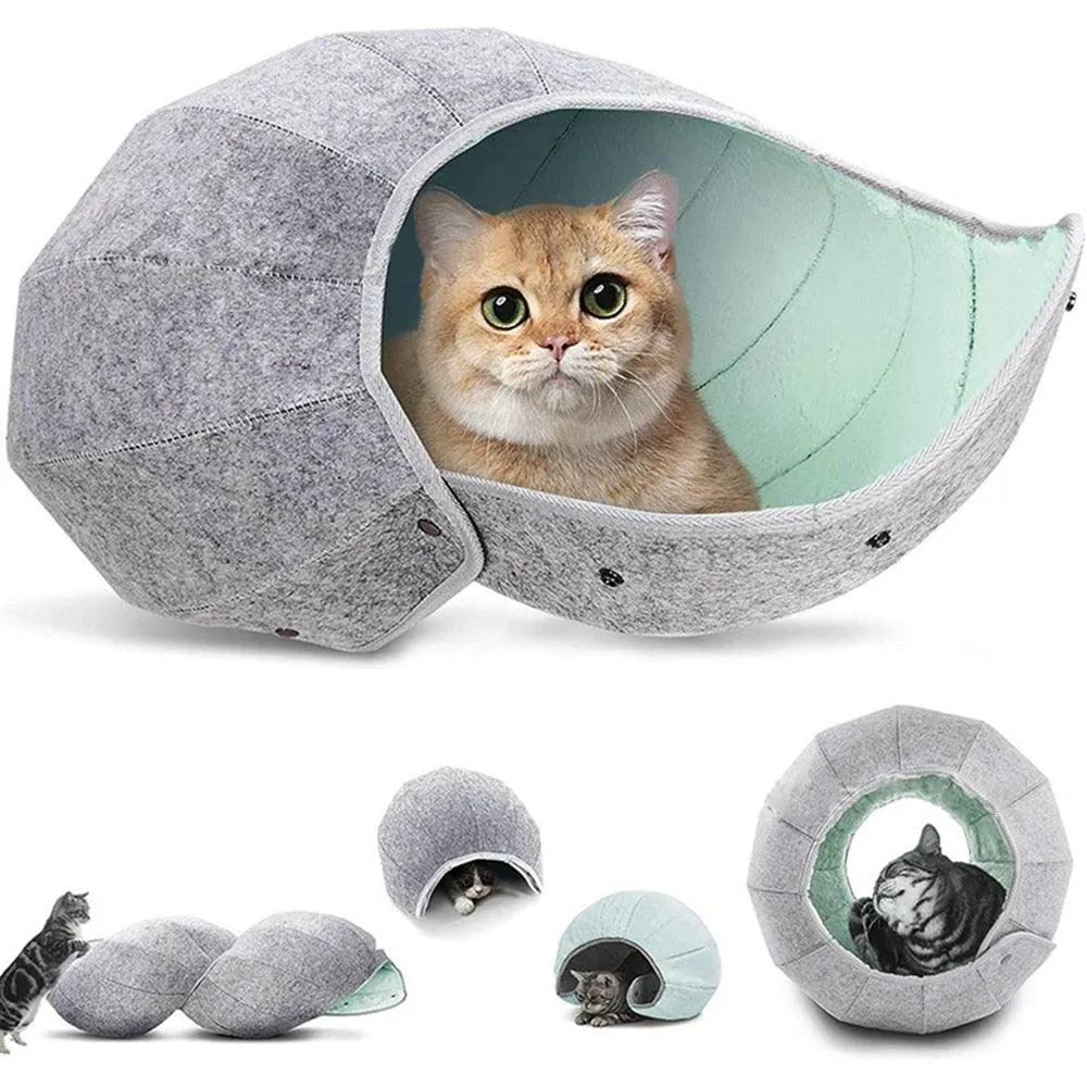 Cozy Conch Cat Sanctuary & Multi-Functional Play Tunnel: The Perfect Retreat for Your Feline Friend