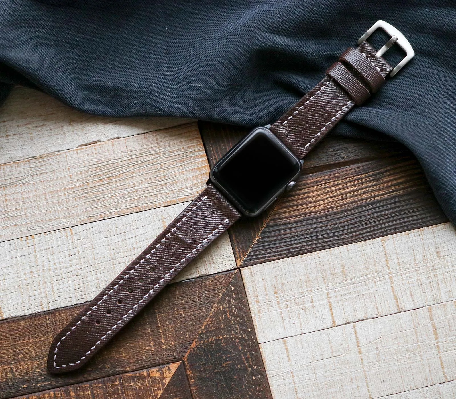 Custom Made Apple Watch Strap - Bitter Saffiano