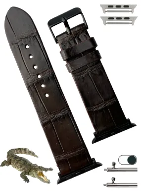 Dark Brown Alligator Leather Strap for Apple Watch Ultra Series 8 7 6 5 4 3 SE | AW-11